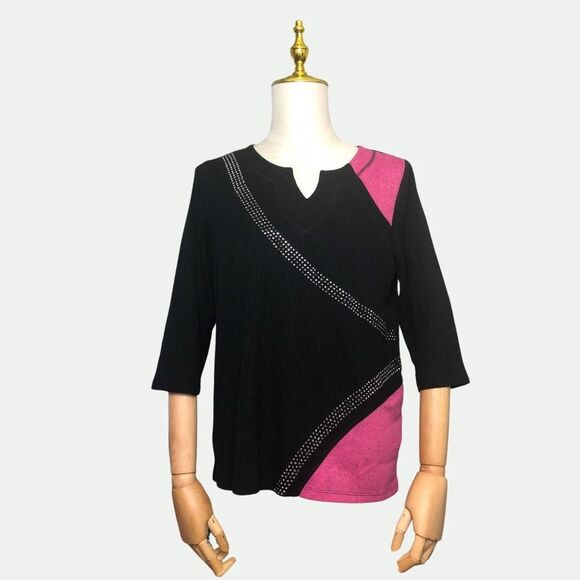 Onque Casuals Large Blouse Embellished Long Sleeve Knit - Picture 4 of 7